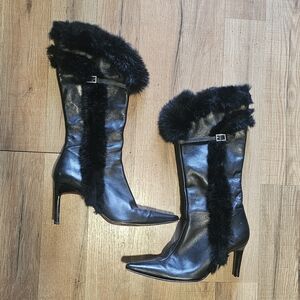 Stylish Black Fur-Trimmed EL DANTÈS Women's Boots EU40/US9